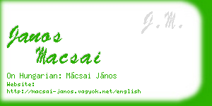 janos macsai business card